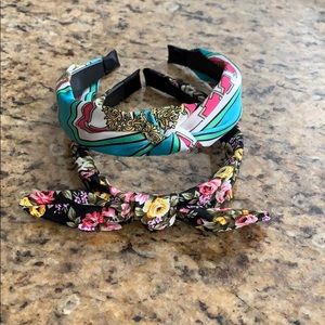 2 New floral and fancy headbands turban & top knot